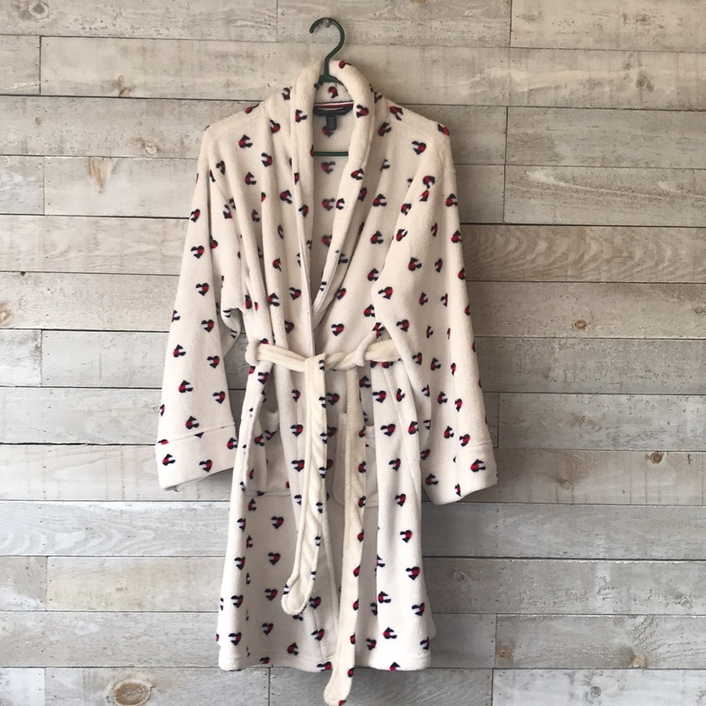 Tommy Hilfiger White Fleece hearts print Robe